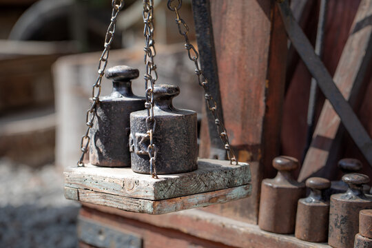 old rusty weight scale