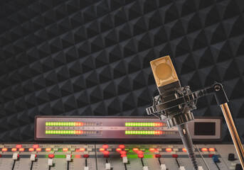 Professional microphone and sound mixer background