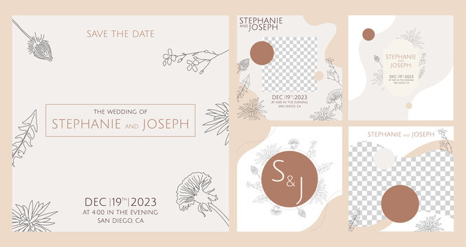 Instagram post template of wedding with attractive typography and colors