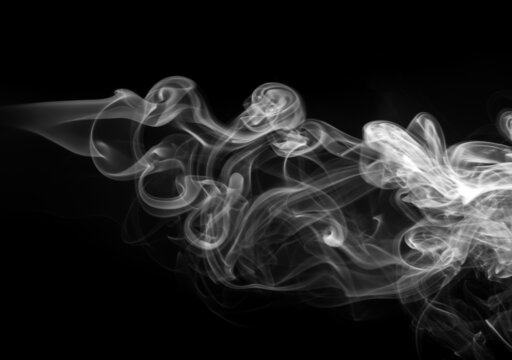 White smoke abstract on black background for design
