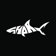 an illustration of a logo that combines the forms of writing that form a shark