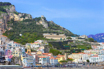 Naklejka premium Amalfi view from the sea, Italy