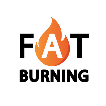 Fat Burning Icon With Flame Isolated On White Background. Vector Illustration.