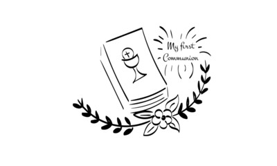 Sketch of First Holy Communion element. Hand Drawn Religious element.