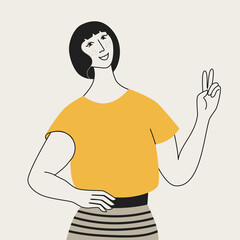 Young woman smiling and greeting