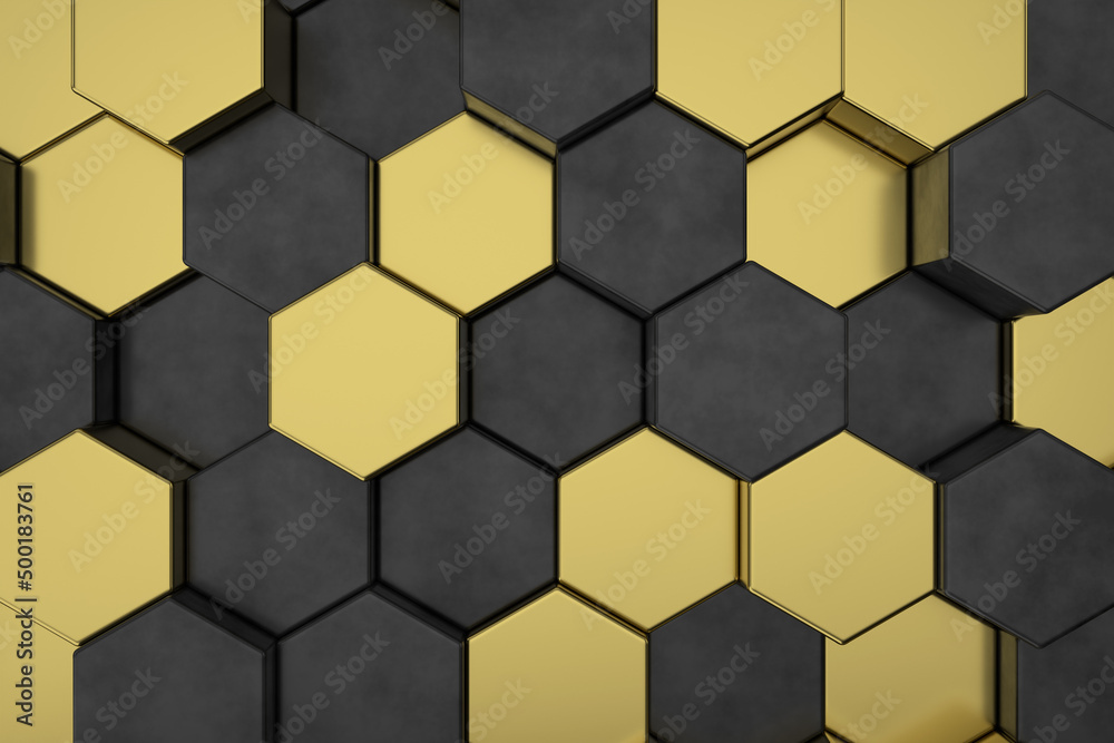 Wall mural abstract background of hexagon. modern tile wall. 3d rendering.