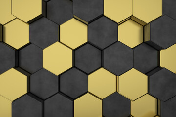 Abstract background of hexagon. Modern tile wall. 3D rendering.