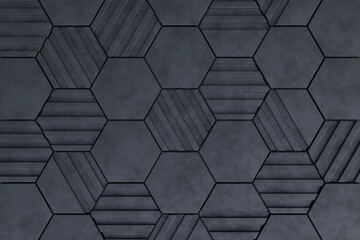 Abstract background of hexagon. Modern tile wall. 3D rendering.