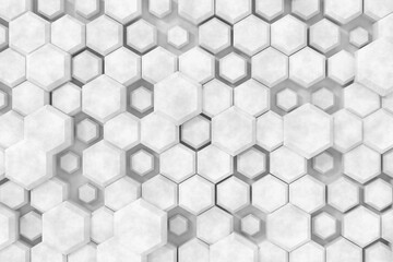 Wall design with cement textute. Abstract background of hexgon. 3D rendering.