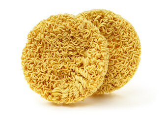 Dried instant noodles isolated on a white background