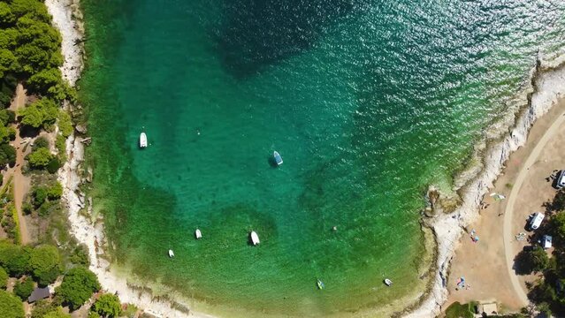 High aerial drone view of Adriatic sea scape at summertime season.	
