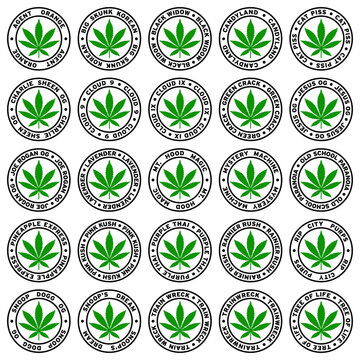 Round Marijuana Strain Clipart Set 4