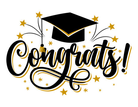 Congratulations Graduates Class of 2022 - Typography. blck text isolated white background. Vector illustration of a graduating class of 2021. graphics elements for t-shirts, and the idea for the sign