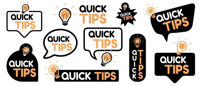 Quick Tips Icon Set - Different Vector Illustrations Isolated On White Background
