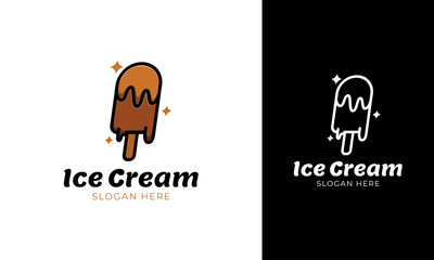 Ice stick logo design with melted chocolate