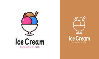 Ice cream log in the glass cup for a sweet dessert