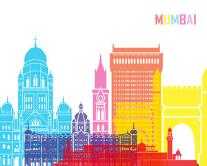 Fototapeta premium Mumbai skyline in watercolor-Mumbai poster