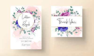 Fototapeta na wymiar beautiful flower wreath wedding invitation card template