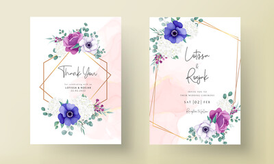 Fototapeta na wymiar beautiful flower wreath wedding invitation card template