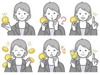 ポイントに関する色々　スーツの高齢女性