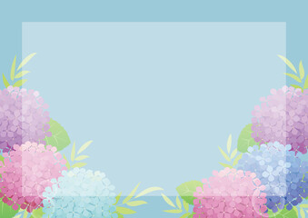 初夏の紫陽花（アジサイ・あじさい）の背景（フレーム）素材