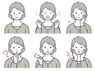 高齢女性の色々な表情