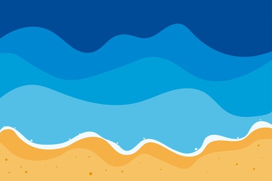 Summer background with sea and sand beach. Flat vector design illustration