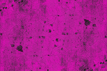 Dark magenta color concrete wall with grunge and crack textures