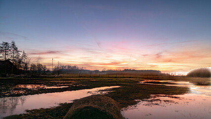 zachód niebo pole farma © Krzys