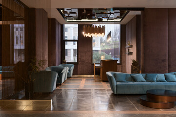 waiting area in a modern house, large space for communication