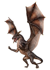 3D Rendering Fairy Tale Dragon on White