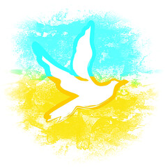 ukrainian victory dove symbol flag watercolor