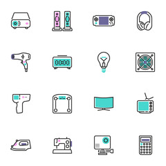 Electronic Devices line icons set