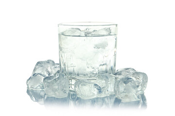 Glass of water with ice isolated on white background