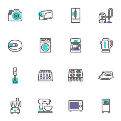 Electronic gadgets line icons set