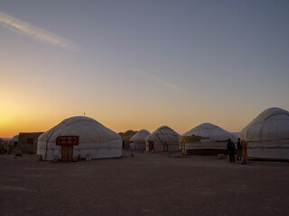 Yurt camp at sunset, Uzbekistan