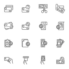 Payment related line icons set