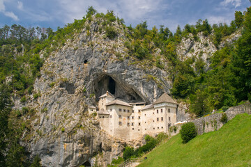 Fototapeta na wymiar Scenic view of Predjama castle near Postojna, Slovenia at sunny summer day
