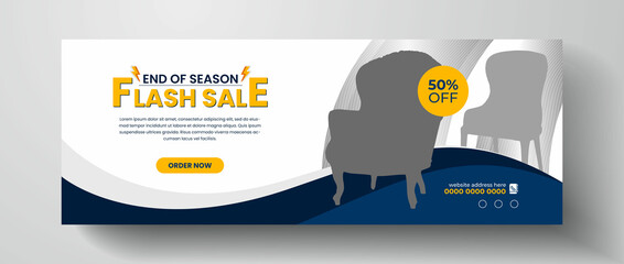 Furniture flash sale facebook cover design, web banner for product sale, sale banner template - obrazy, fototapety, plakaty