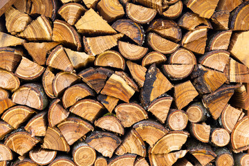 Stacked firewood for a fireplace or stove - 500194388