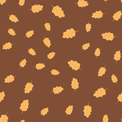 Oak leaves cute seamless pattern. Vector illustration for fabric design, gift paper, baby clothes, textiles, cards.