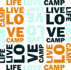Vector emblem life love camp. Vector elements on the theme of camping.