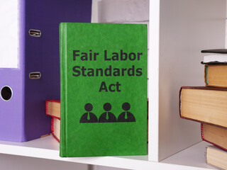 Fair Labor Standards Act FLSA is shown using a text on the book