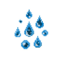 Fototapeta premium Pixel art set of water drop.