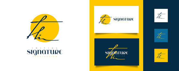 Initial H and I Logo Design with Elegant and Minimalist Handwriting Style. HI Signature Logo or Symbol for Wedding, Fashion, Jewelry, Boutique, and Business Identity