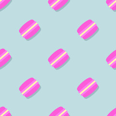 Vector seamless pattern with pink macaroons