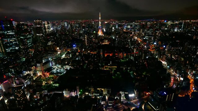 Time lapse view at Tokyo city with Tokyo Tower in japan
