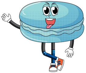 Macaron cartoon character on white background
