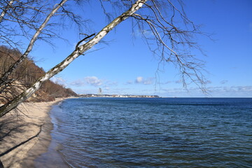 Gdynia Orłowo, plaża, klif, Bałtyk, woda