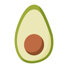Slice green avocado flat vector illustration
